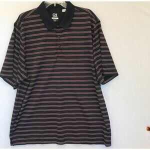 Cutter & Buck Men's 3-Button Striped Golf Polo Shirt Sz XXL  in Navy, Red, White